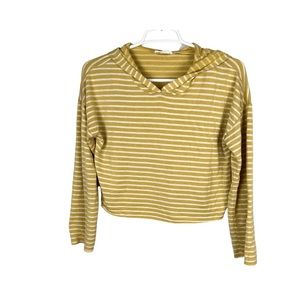 Lightweight cropped hooded mustard yellow striped pullover Mikey and Joey size m
